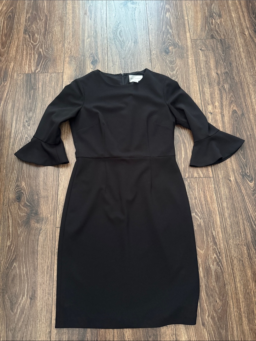 Donna Morgan Black Sheath Dress with Flounce Sleeves